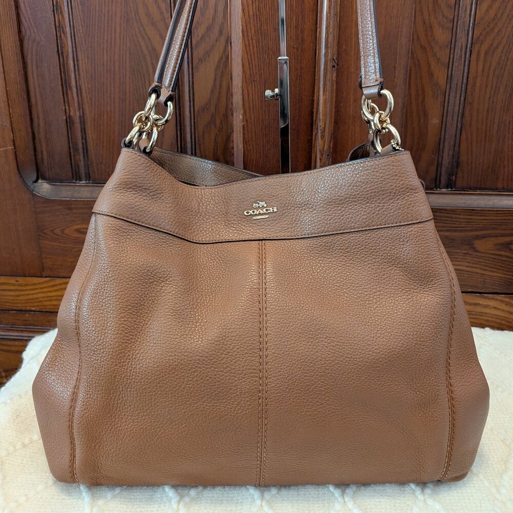 Coach Lexi pebble leather shoulder bag F57545 in mocha